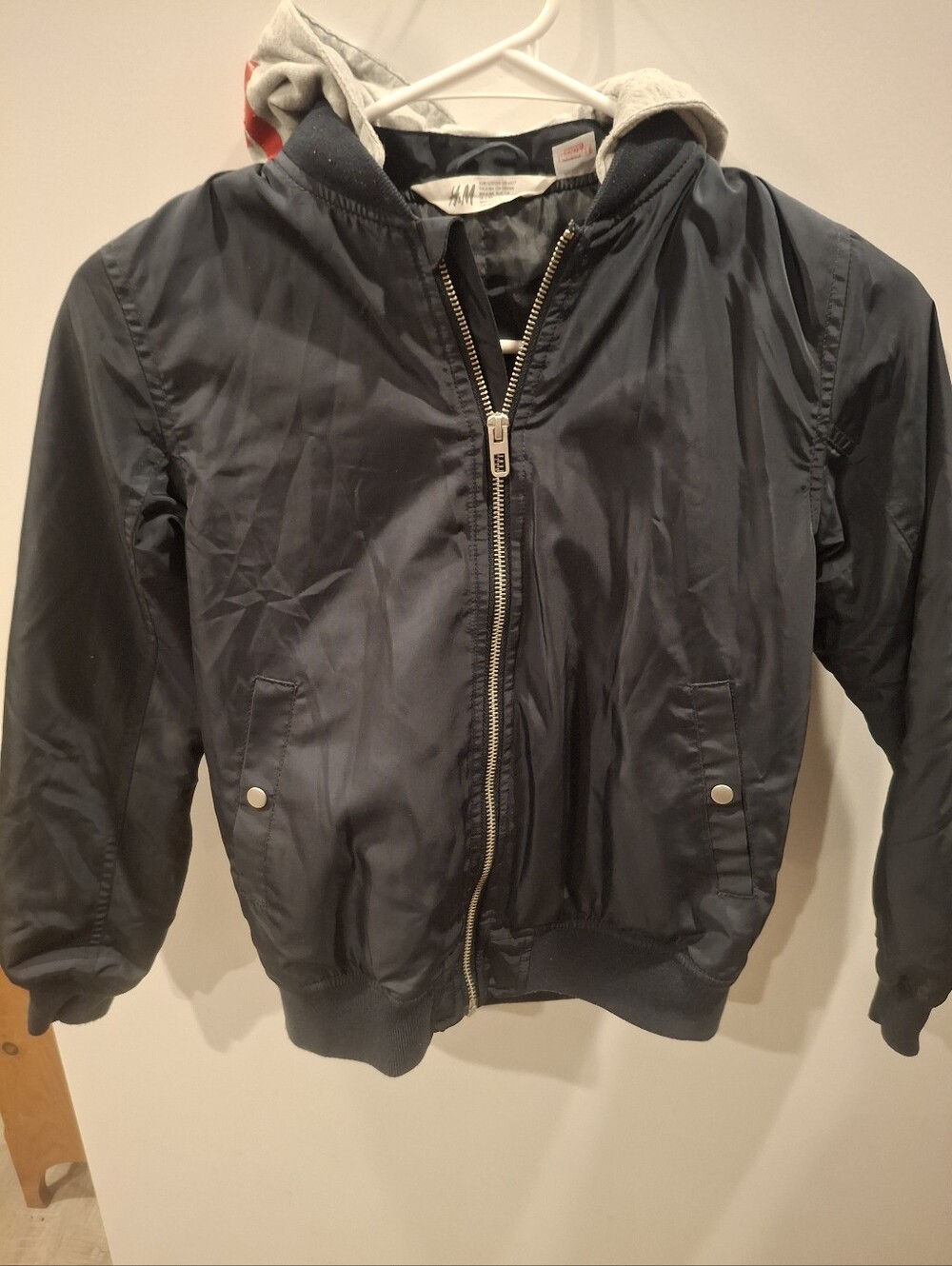H&M Marvel Kids Navy Puffer Jacket with Gray Hood